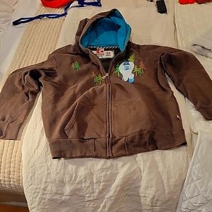 Gama-go Hooded embroidered yeti Tim biskup brown full zipper